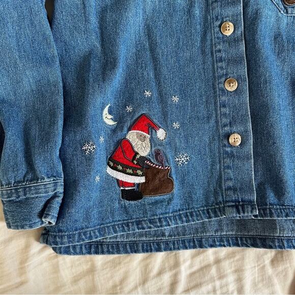 Vintage Christmas Santa Denim Button Down - Picture 4 of 7
